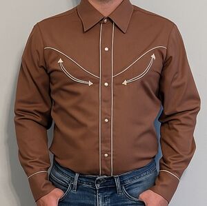 Levi's Vintage 1970/80s Brown Snap Button Western Shirt Size M P2P 20"